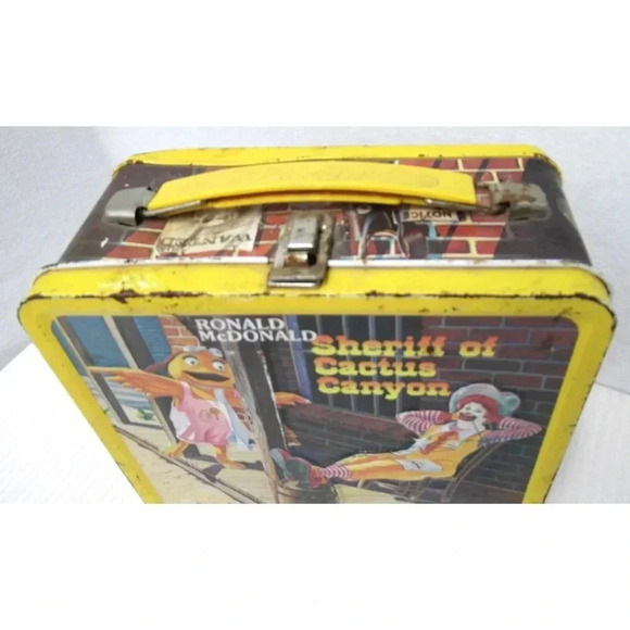 Vintage 1982 McDonald's Ronald McDonald Sheriff Cactus Canyon Metal Lunchbox - Picture 2 of 7